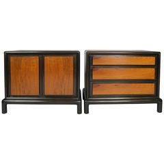 Pair of 1950s Walnut Nightstands by Mount Airy