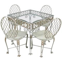 Charming 1940s Gilded Lattice Dining Set