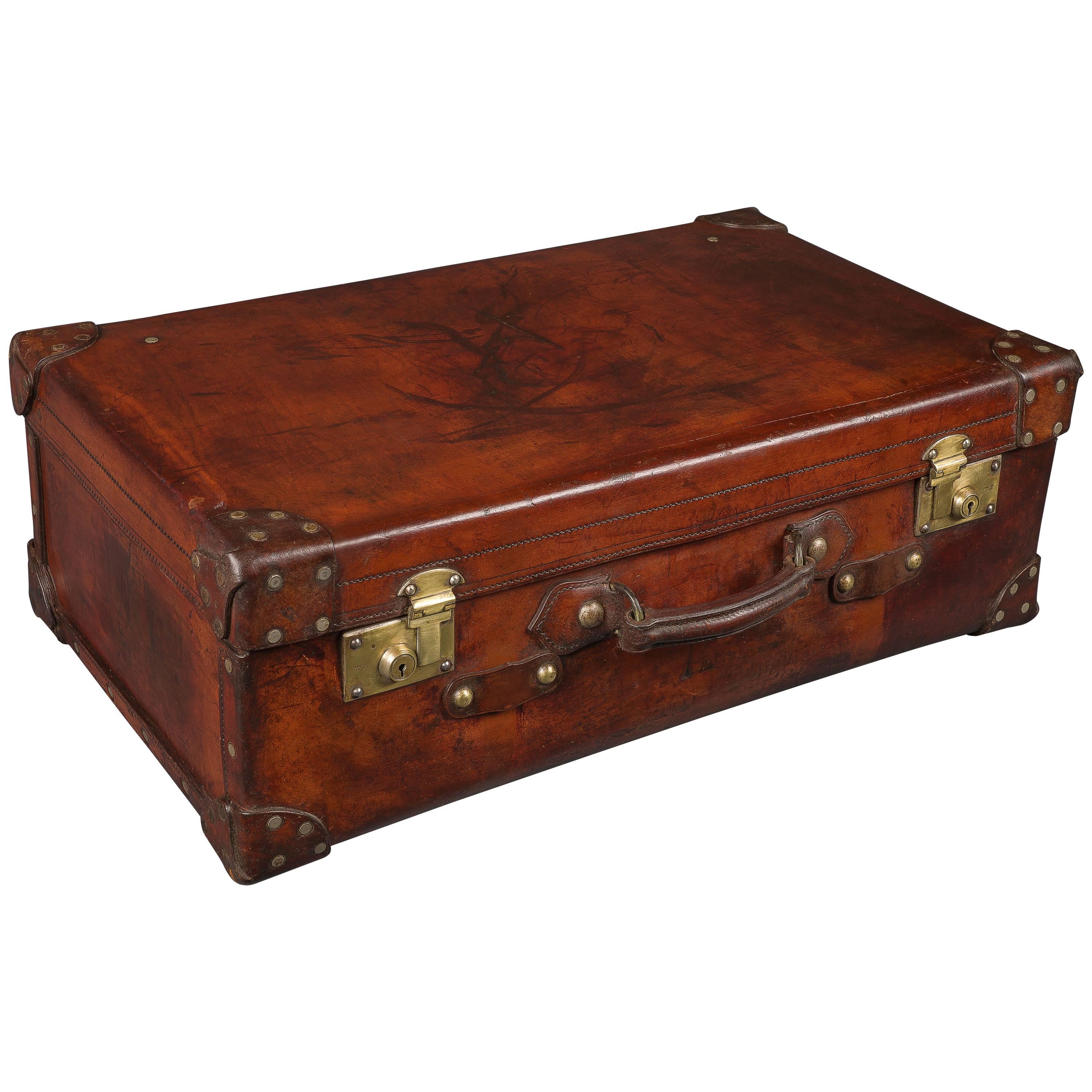 Very Fine 19th Century Leather Suitcase For Sale