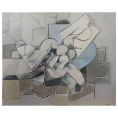 Modernist Angular Abstract Oil on Canvas