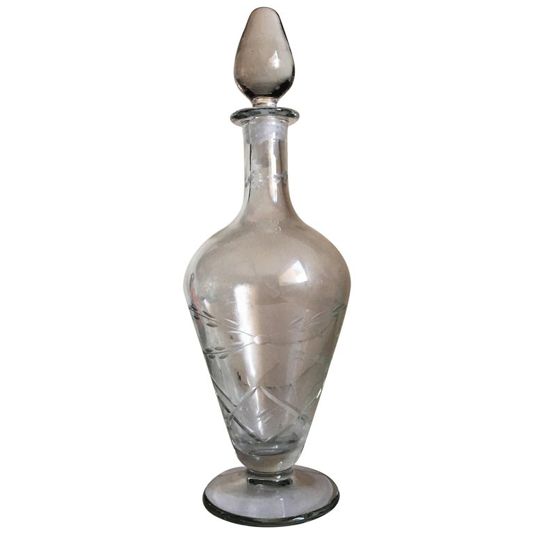 20th Art Deco Glass Decanter Bottle For Sale at 1stDibs