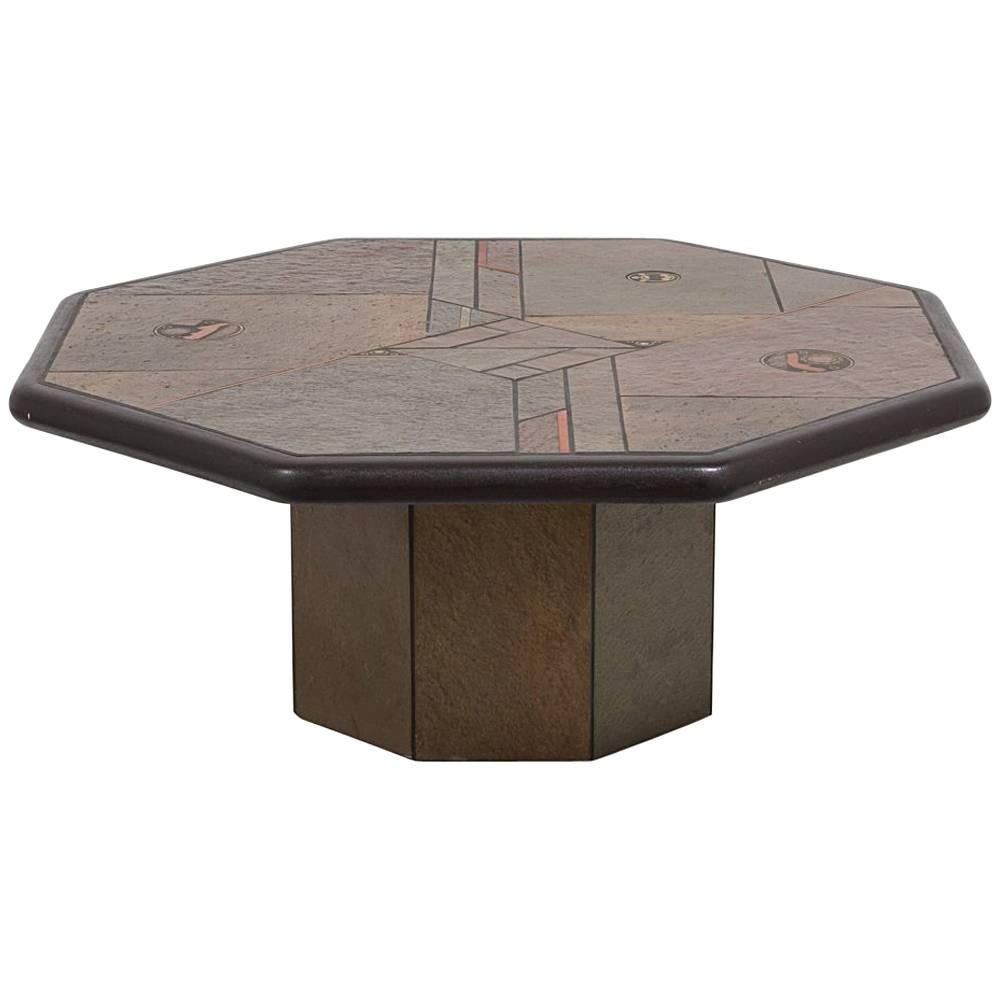 Brutalist Octagonal Coffee Table by Paul Kingma, 1970s