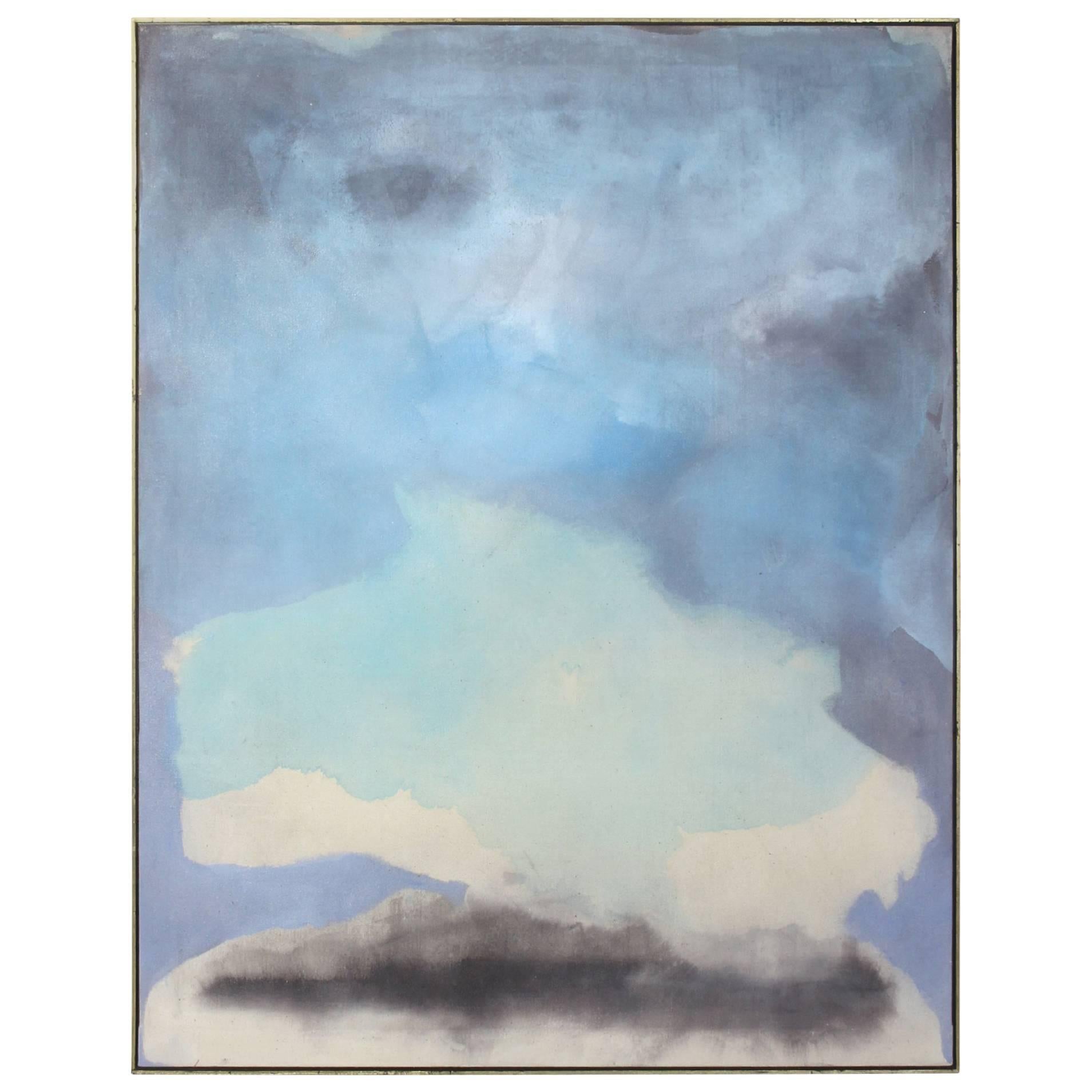 Very Large Abstract Painting in Soft Blues and Greens