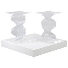 Pair of Spiral Stacked Lucite Pedestal Bases, 1970s