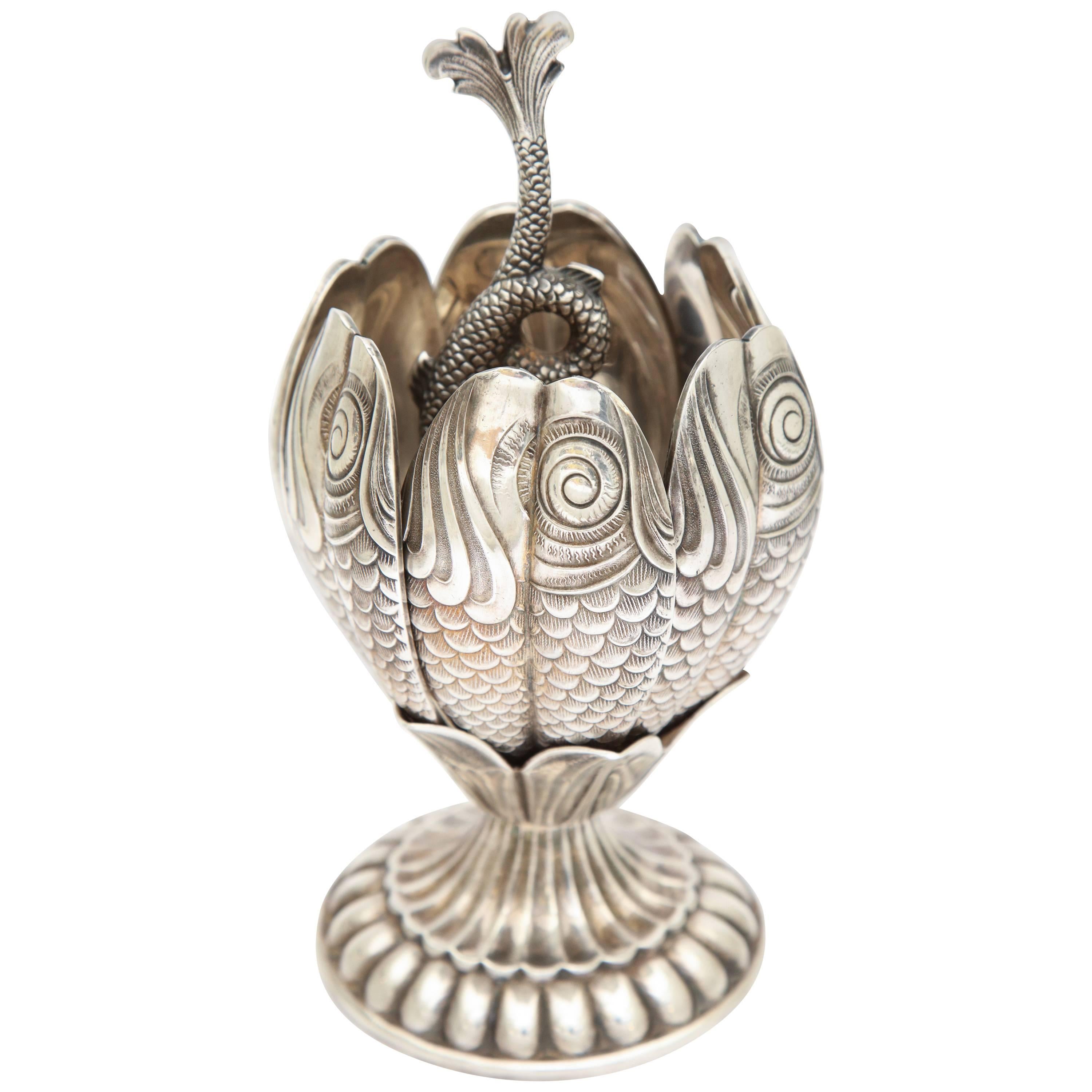 Hors D’oeuvres Set in Fish Form and Stand by Fleuron for Christofle