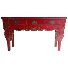 Antique Chinese Sideboard or Credenza, 19th Century Lacquered