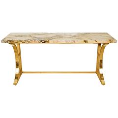 Manner of Maison Jansen Marble and Brass Console Table Manner of Maison Jansen Marble and Brass Console Table