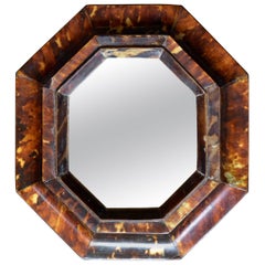 Small Antique Sicilian Tortoiseshell Framed Mirror