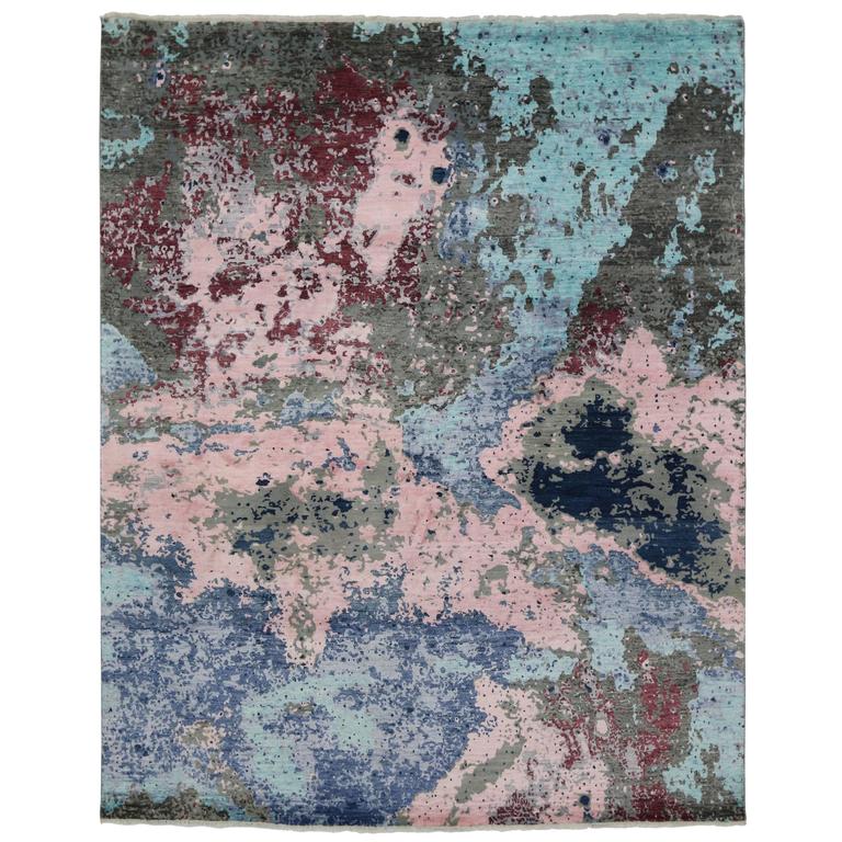 Modern Style Rug with Contemporary Abstract Paint Splatter For Sale at