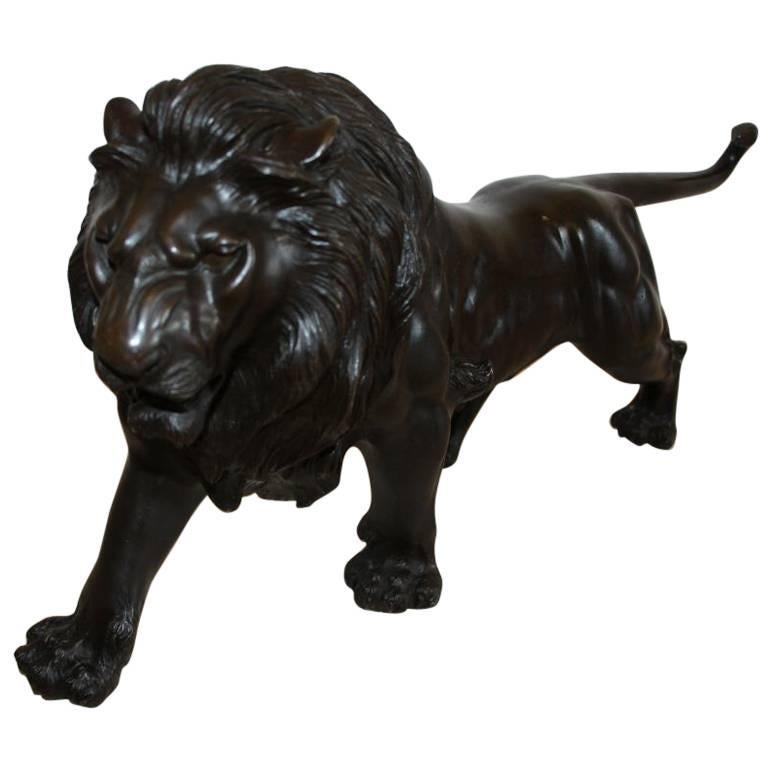 Late 19th Century Bronze Represent a Lion Japan For Sale