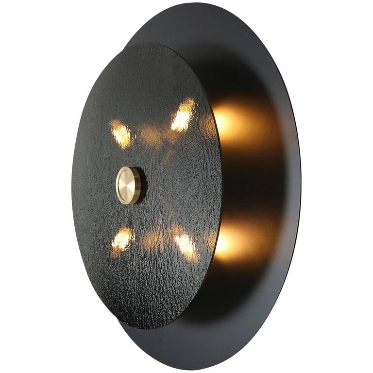 Equinox Sconce with Hand-Rolled Glass Front Plate, Made to Order by Studio Dunn For Sale at 1stdibs