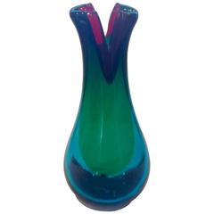 Brilliant Color Rare Two Neck Murano Vase by Avem 10