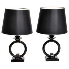 Mid-Century Lamp with Black Lacquer