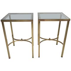 Pair of Brass and Glass Side Tables