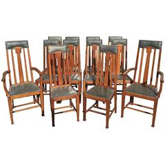 Matched Set Of Ten Arts And Crafts Dining Chairs For At 1stdibs Rare Set Of 12 Arts And Crafts Glasgow School Oak Dining Chairs