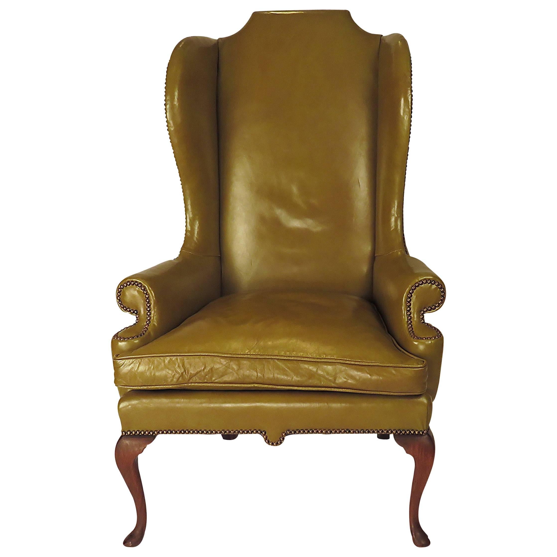 Vintage Leather English Wing Chair