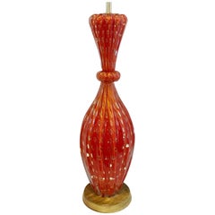 Barovier & Toso Orange Flex Bubbles Murano Glass Table Lamp, 1960' Italy