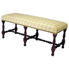 Vintage English Bench with Turned Legs