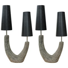 Pair of Organic Lamps by Kelby with Pierced Metal Shades