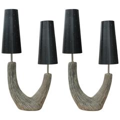 Pair of Organic Lamps by Kelby with Pierced Metal Shades 1