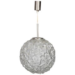 Mid-Century Molded and Textured Glass Globe Pendant