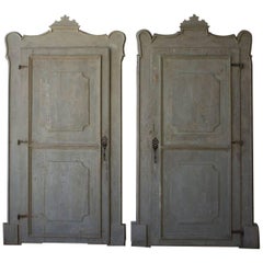19th Century Italian Doors with Carved Frame