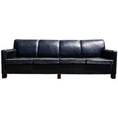 Large Danish Four-Seat Leather Sofa, circa 1950