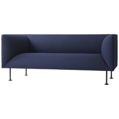 Godot Two-Seat Sofa by Iskos-Berlin W. Steel Legs & Fabric Upholstery, Quickship 2