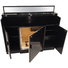 Mid-Century Singer-Penguin Black Lacquered Rosewood Refrigerator of Bar Cabinet