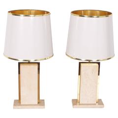 Two Travertine Table Lamps by Willy Rizzo, 1970s