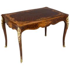 French Marquetry Center Table or Desk