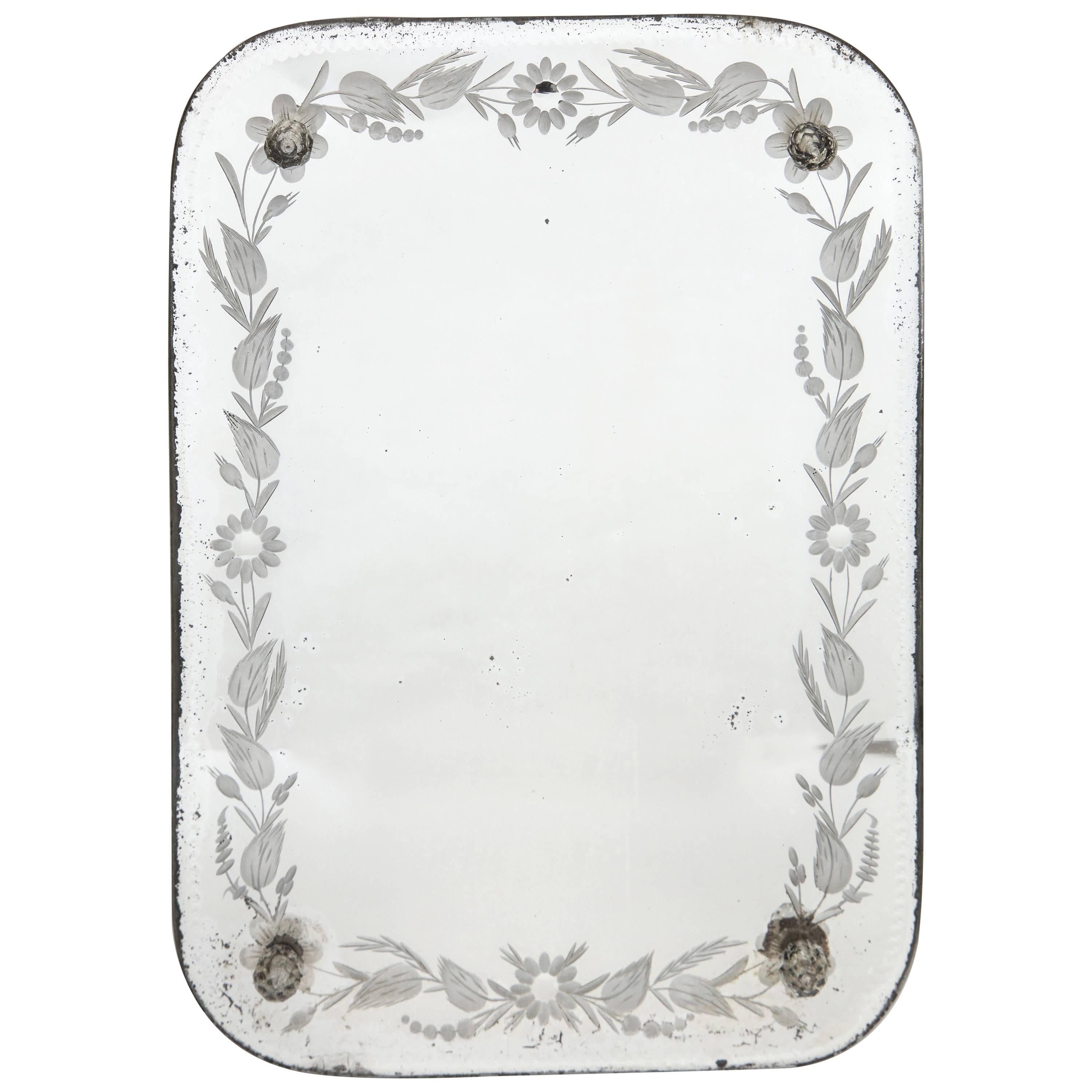Etched French Vanity Mirror on Stand