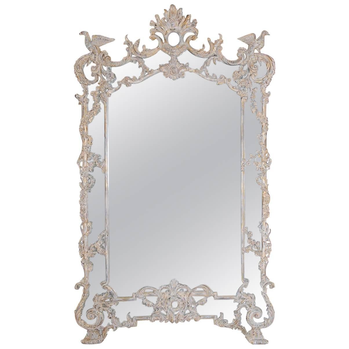 Monumental Italian Rococo Style Mirror with Ho Ho Birds