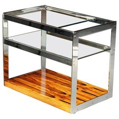 Retro 1970s Chrome and Rosewood Bar Cart or Trolley Richard Young Merrow Associates