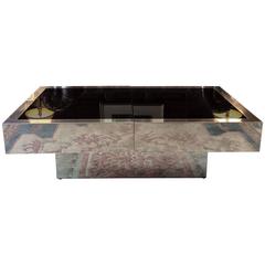 Willy Rizzo Coffee Table Dry Bar Tavolo Mid-Century 1970s Steel and Glass