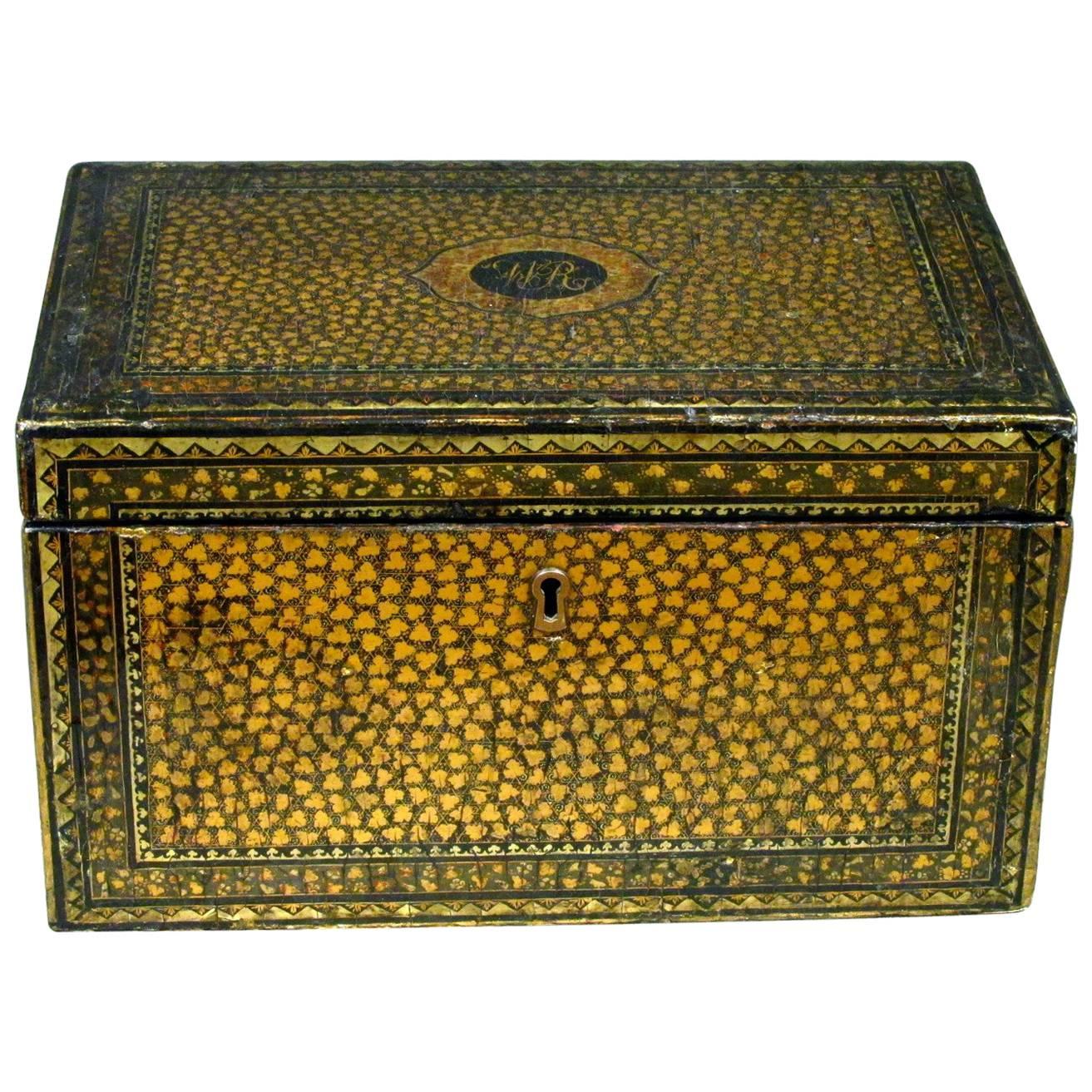 An Exceptional 19th Century Chinese Export Lacquer Tea Caddy, Guangzhou (Canton)