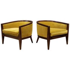 Harvey Probber Lounge Chairs in Tea Green Velvet, 1960s 2