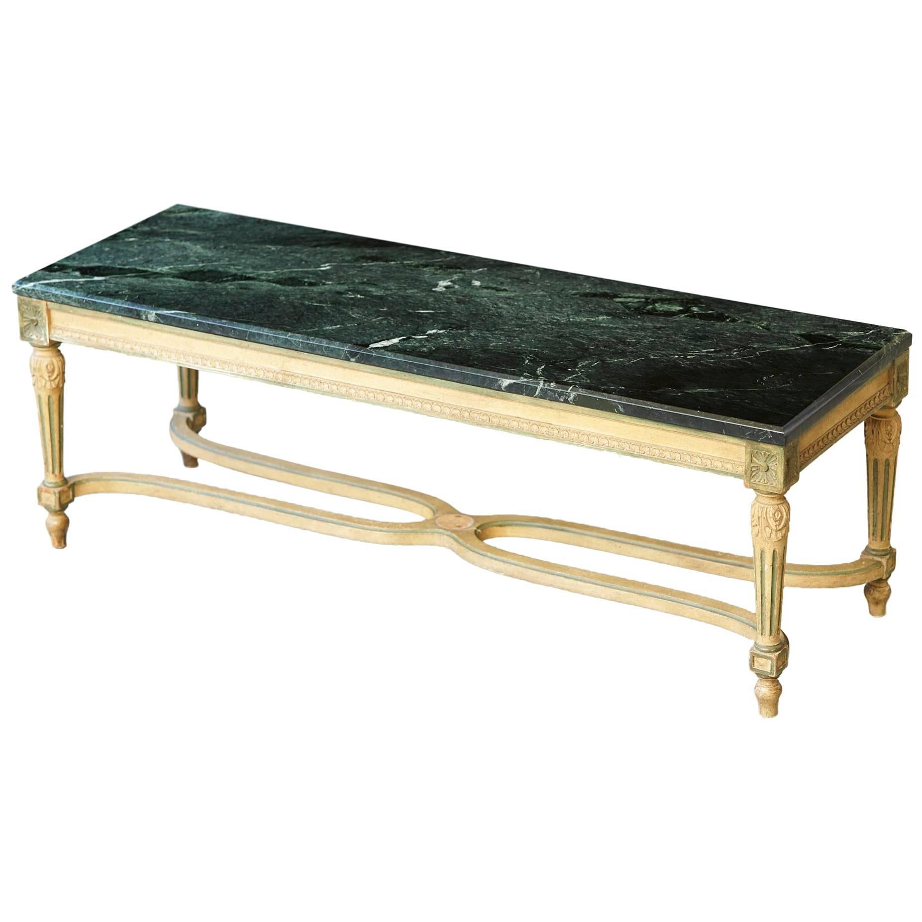 Early 20th Century Louis XVI Style Painted Coffee Table with Marble Top