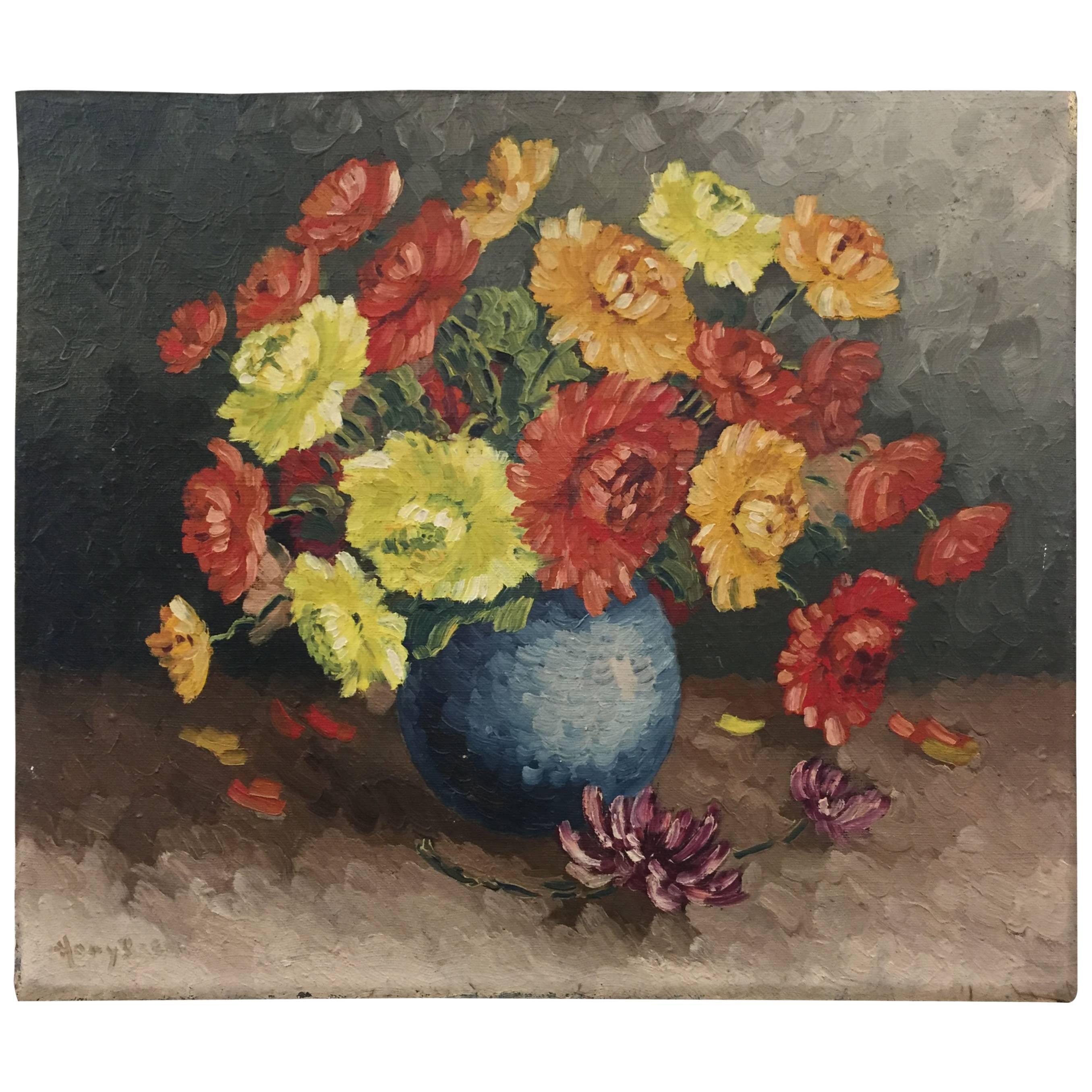 Still Life Vase with Flowers For Sale