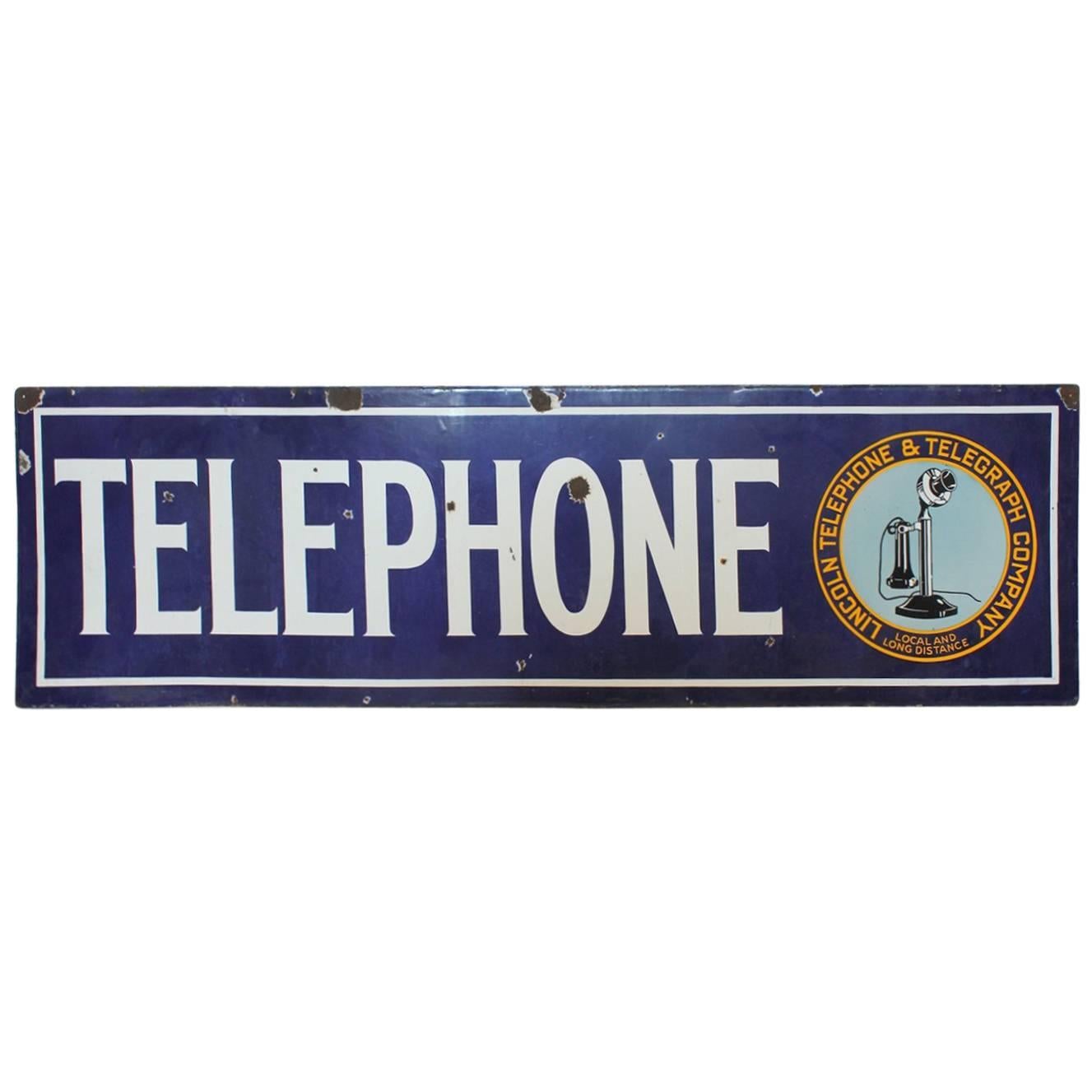 1920s Lincoln Telephone and Telegraph Company Sign For Sale