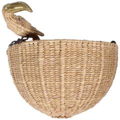 Mario Lopez Torres Wicker Tucan Wall Sconce Signed 1974 Mexico