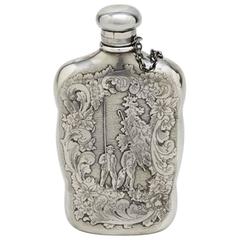 Sterling Silver Fly Fishing Hip Flask