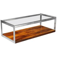 Used 1970s Chrome and Rosewood Coffee Table by Richard Young for Merrow Associates