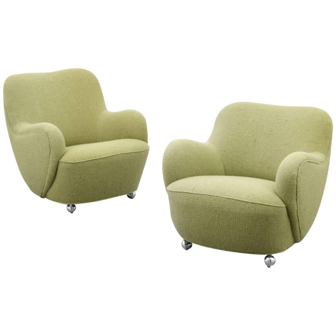 Pair of Rare Vladimir Kagan "Barrel" Lounge Chairs