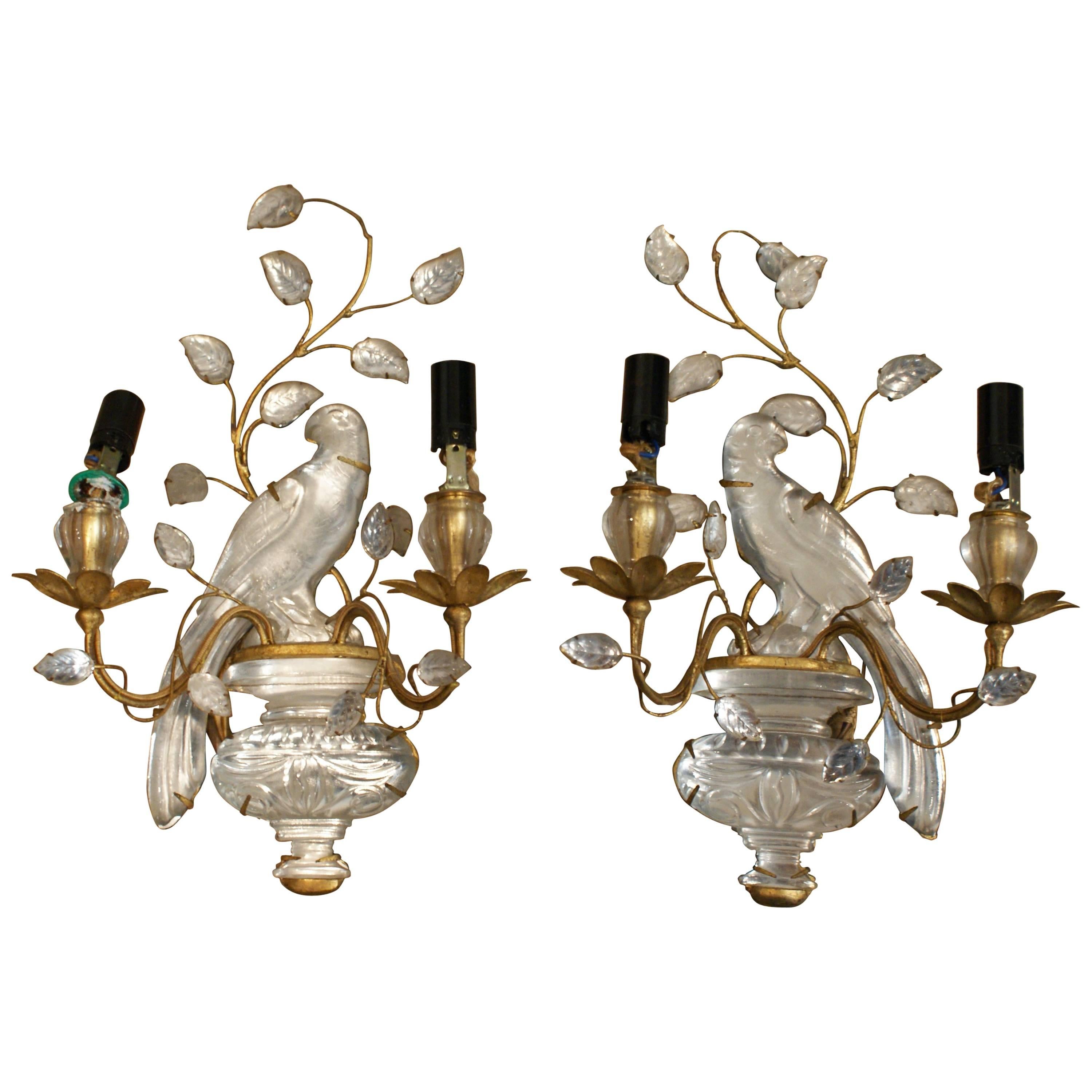 Maison Bagues Pair of Parrot Sconces