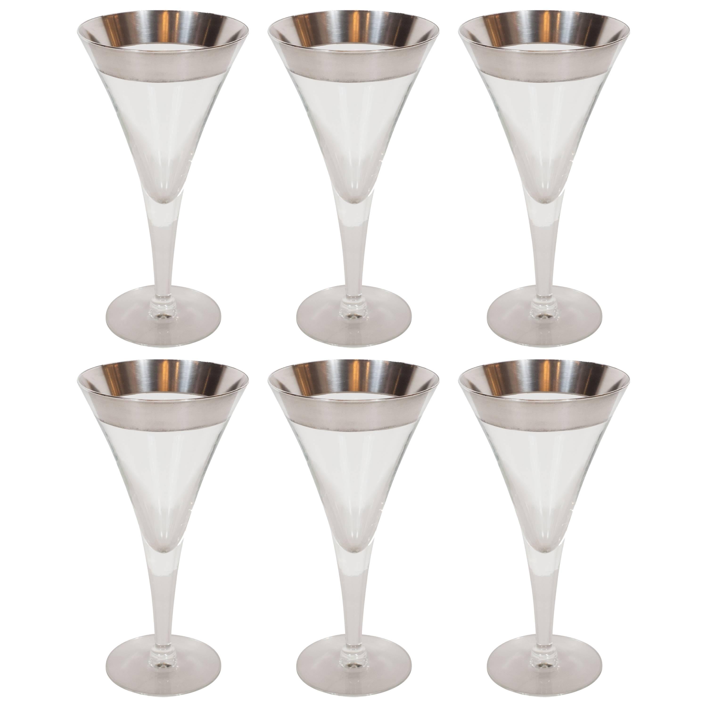 Mid-Century Sterling Silver Overlaid Martini / Wine Glasses by Dorothy Thorpe