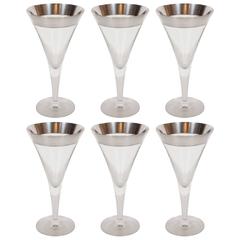 Retro Mid-Century Sterling Silver Overlaid Martini / Wine Glasses by Dorothy Thorpe