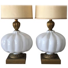 Pair of Unusual Cased Glass Lamps