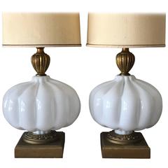 Pair of Unusual Cased Glass Lamps 1