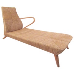 Mid-Century Modern Woven Chaise Lounge